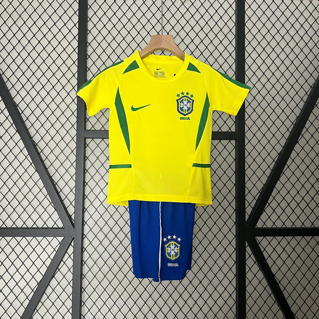 Retro Brazil 2002 Home Kids Jersey