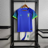 Brazil 2022 Away Kids Jersey