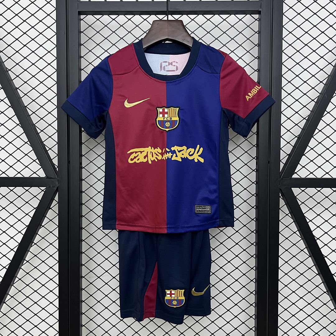 Barcelona 2024/2025 x Travis Scott Home Kids Jersey