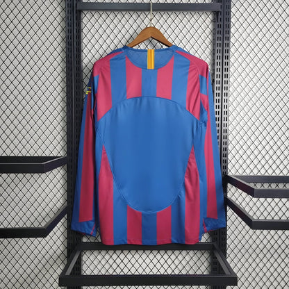 Retro Barcelona 2005 Long Sleeve Champions League Home Jersey