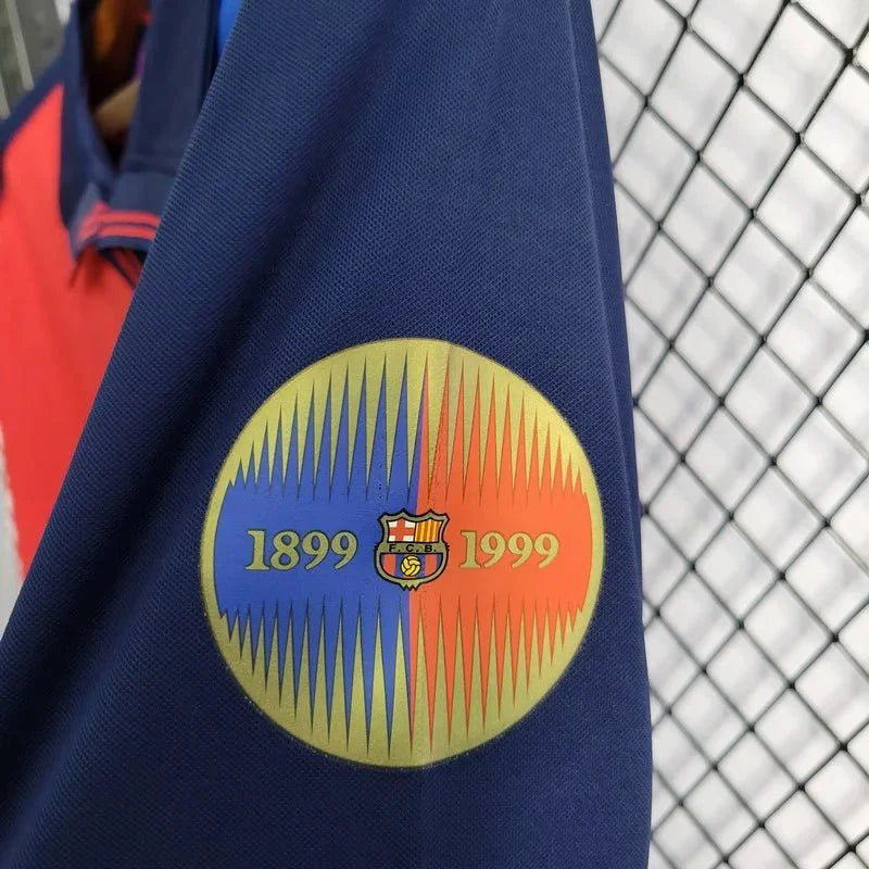 Retro Barcelona 1999 Long Sleeve 100th Anniversary Home Jersey