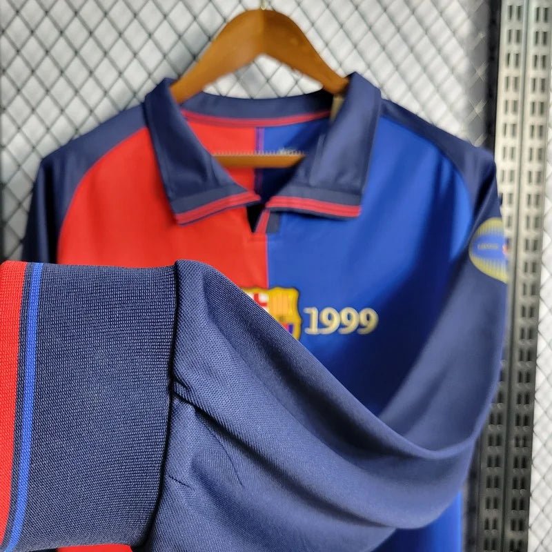 Retro Barcelona 1999 Long Sleeve 100th Anniversary Home Jersey
