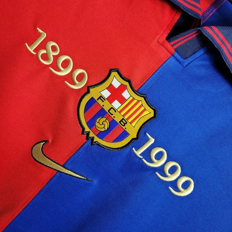 Retro Barcelona 1999 Long Sleeve 100th Anniversary Home Jersey