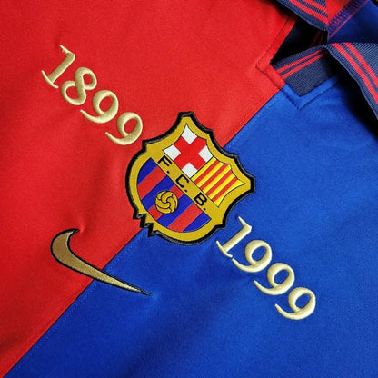 Retro Barcelona 1999 Long Sleeve 100th Anniversary Home Jersey