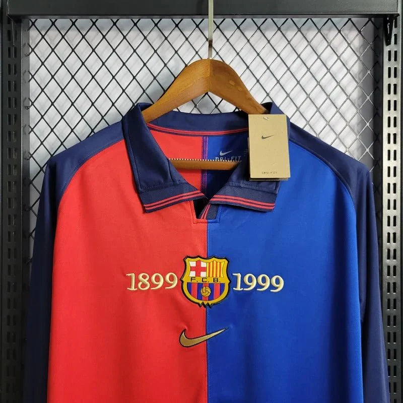 Retro Barcelona 1999 Long Sleeve 100th Anniversary Home Jersey
