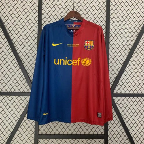 Retro Barcelona 2008 Long Sleeve Home Champions League Jersey