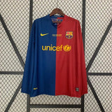 Retro Barcelona 2008 Long Sleeve Home Champions League Jersey