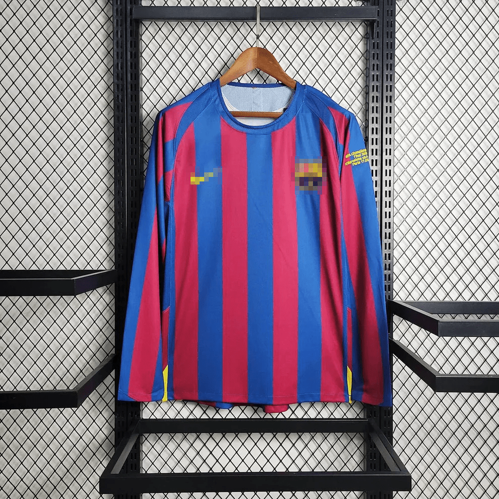Retro Barcelona 2005 Long Sleeve Champions League Home Jersey