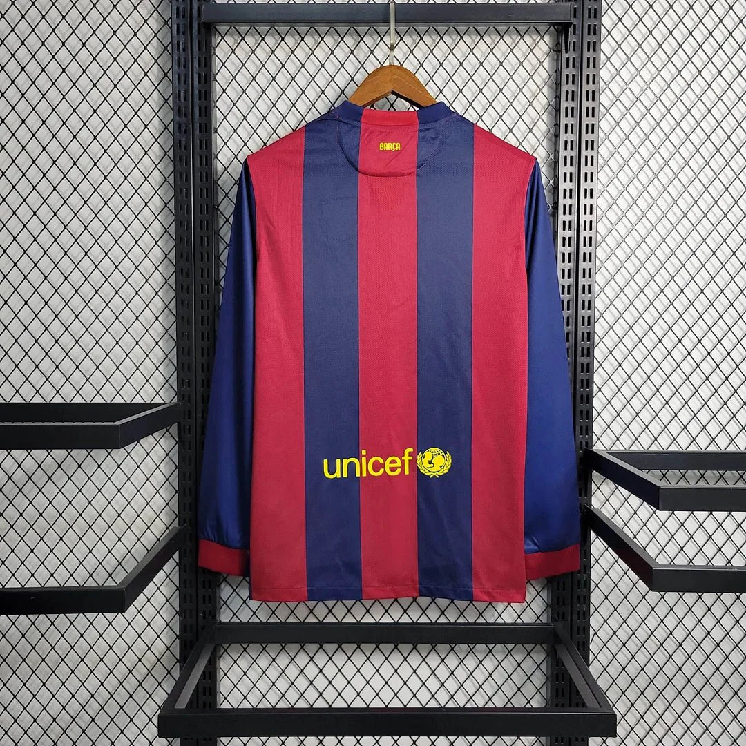 Retro Barcelona 2014 Home Long Sleeve Champions League Jersey