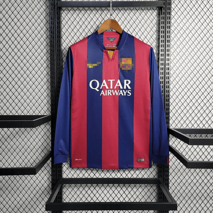 Retro Barcelona 2014 Home Long Sleeve Champions League Jersey