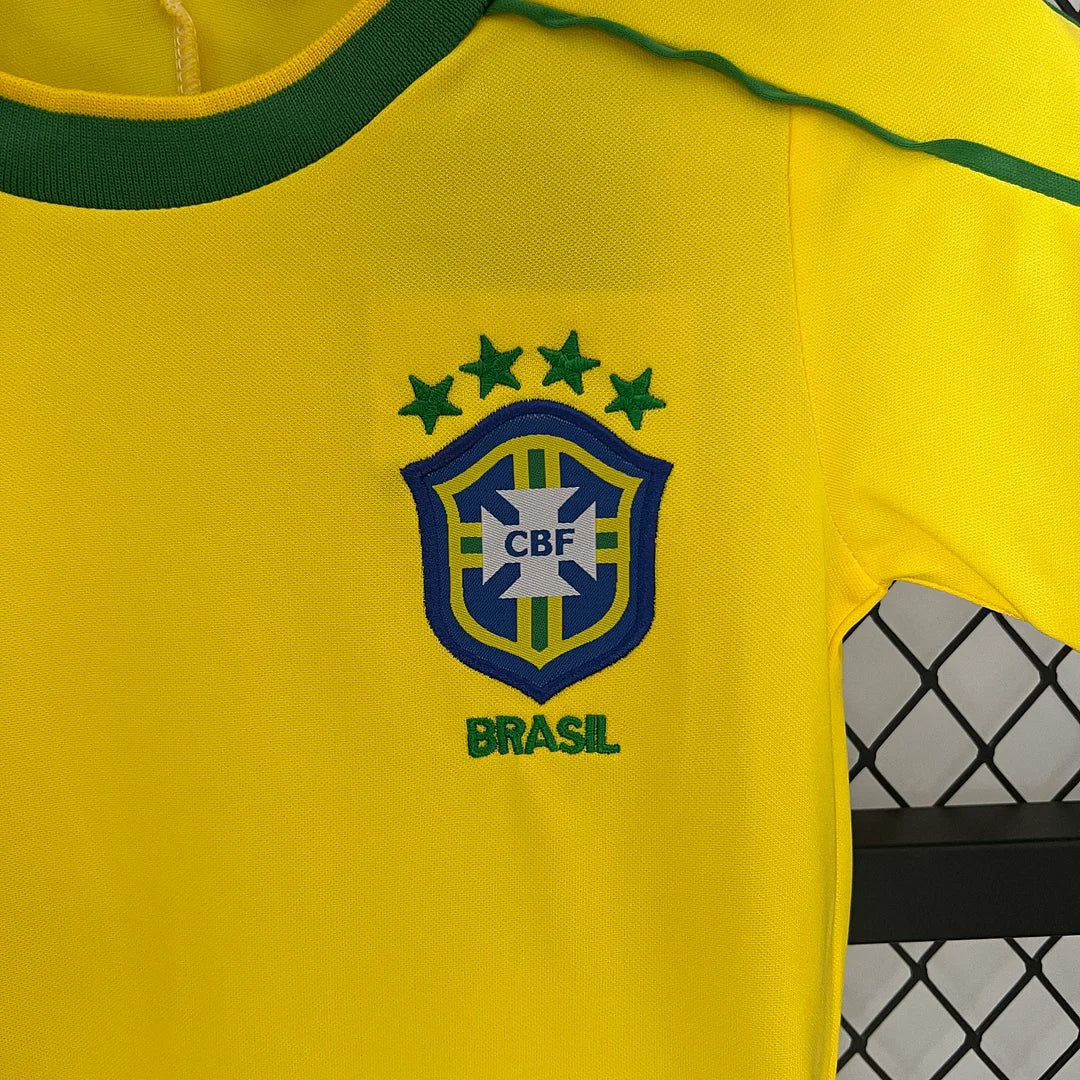 Retro Brazil 1998 Home Kids Jersey