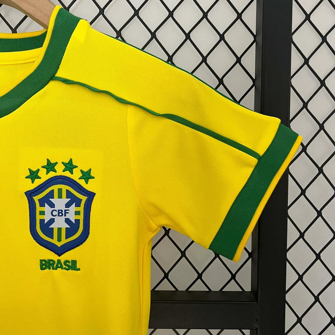 Retro Brazil 1998 Home Kids Jersey
