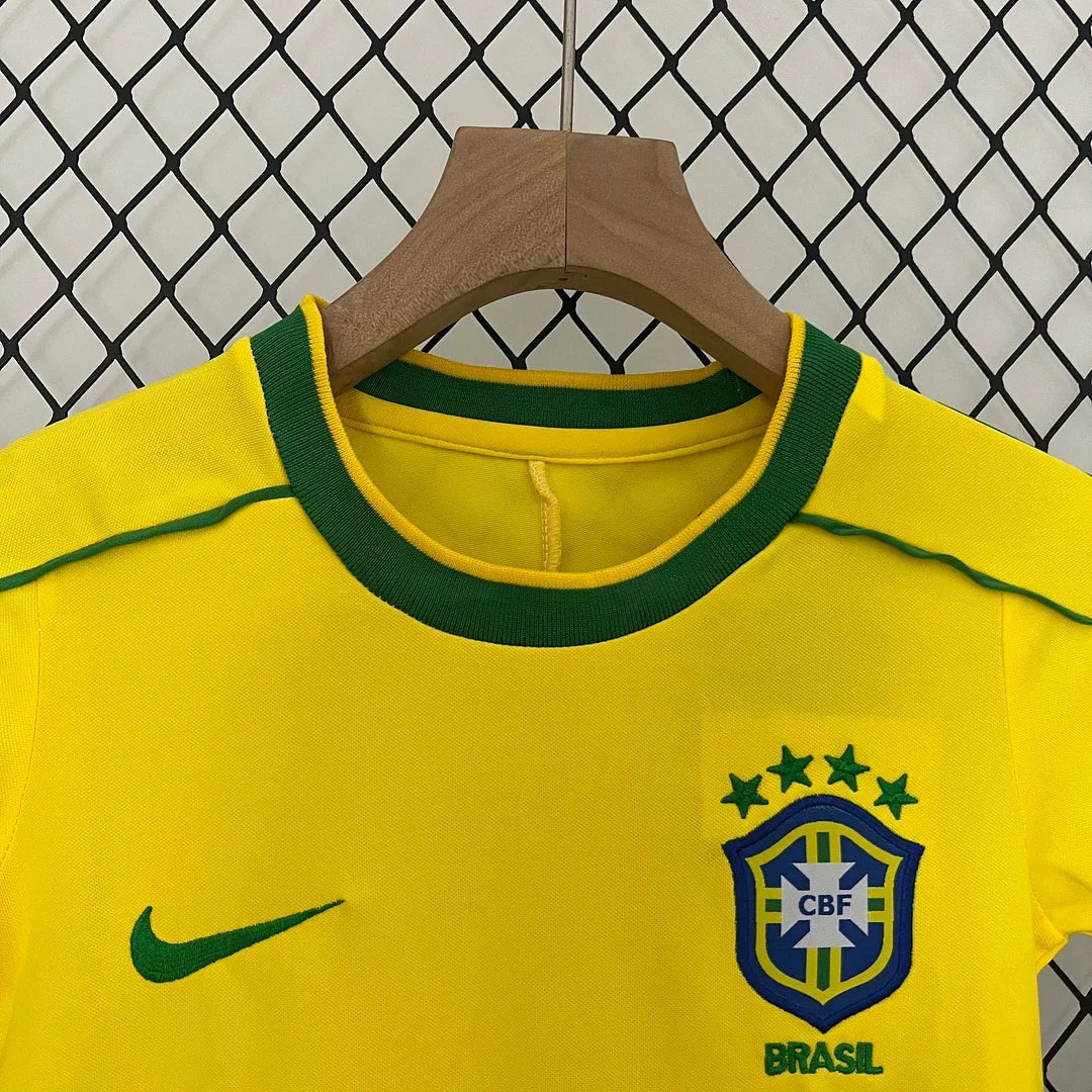 Retro Brazil 1998 Home Kids Jersey