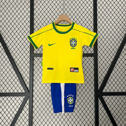 Retro Brazil 1998 Home Kids Jersey