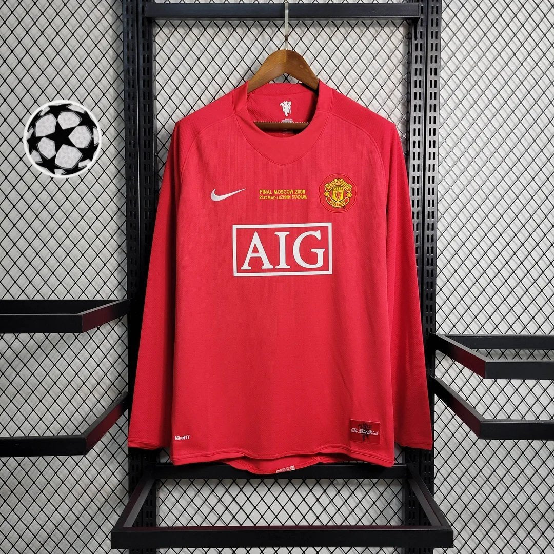 Retro Manchester United 2007 Long Sleeve Champions League Home Jersey