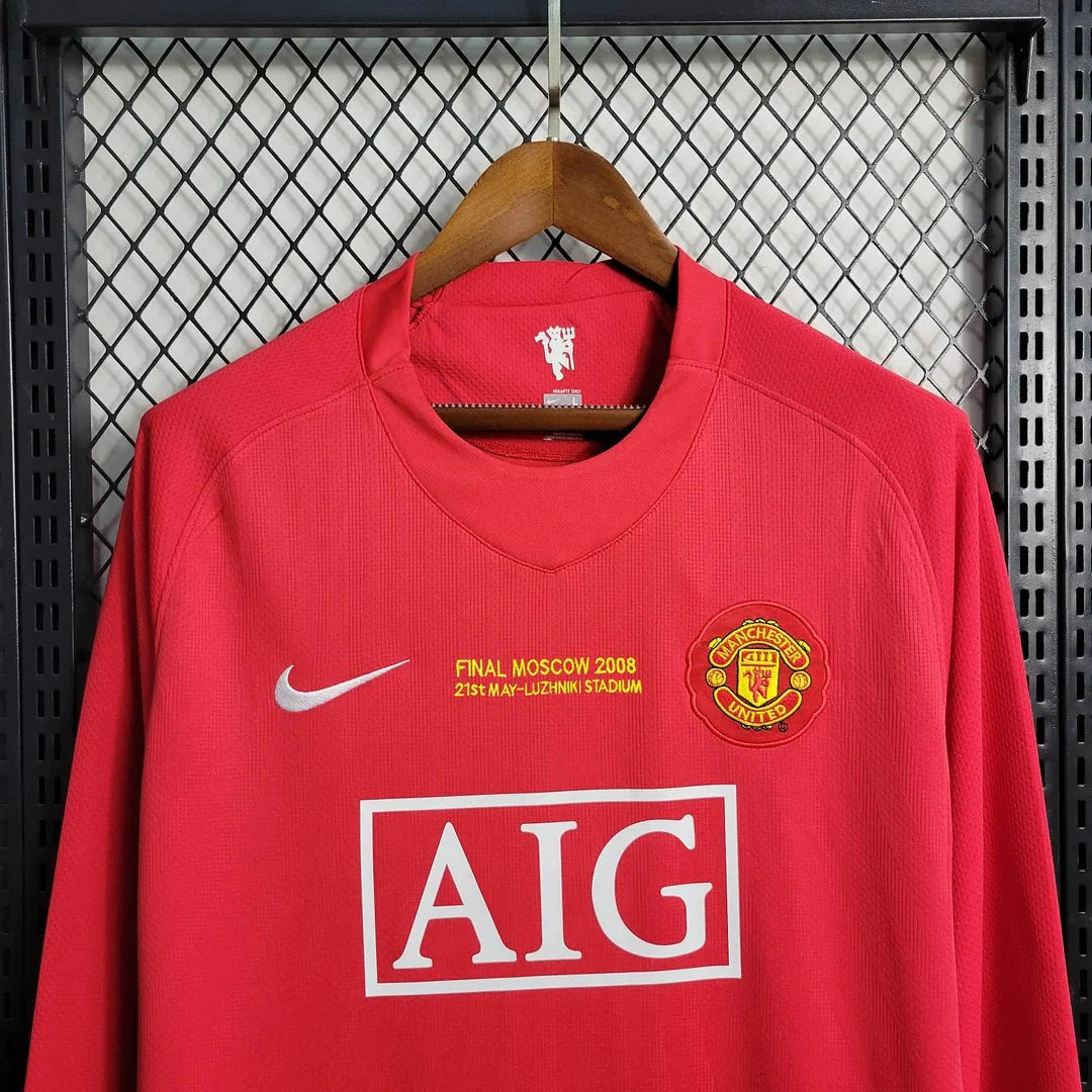 Retro Manchester United 2007 Long Sleeve Champions League Home Jersey