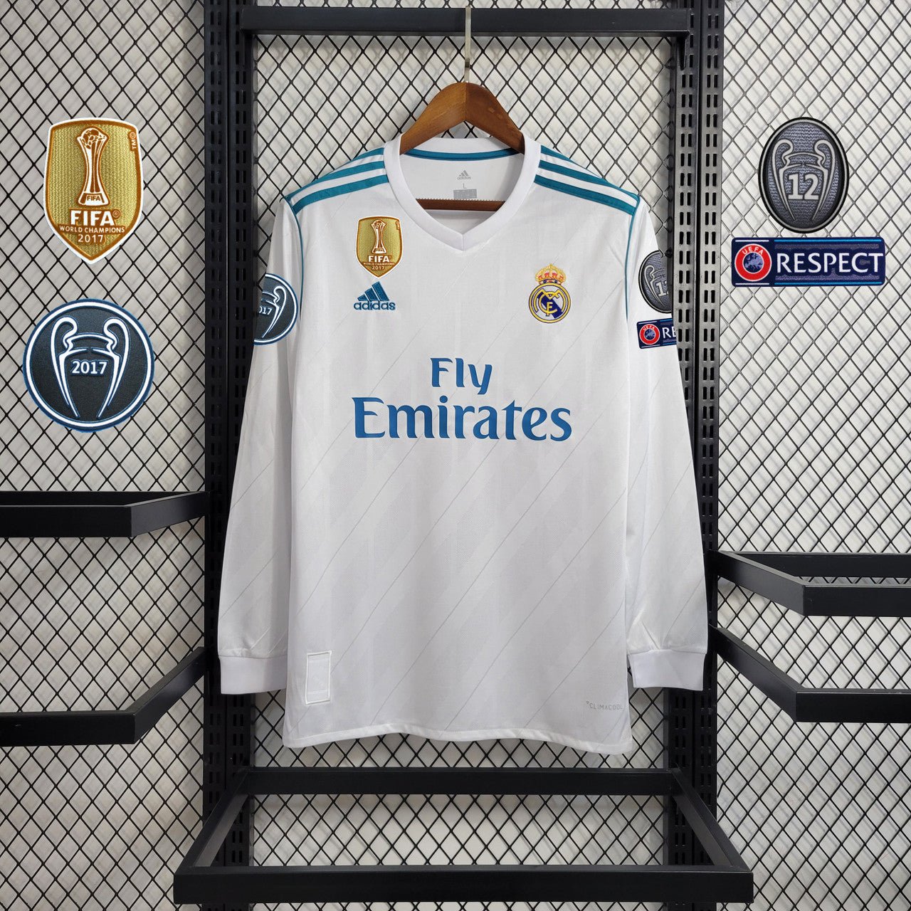 Retro Real Madrid 2017 Long Sleeve Home Jersey