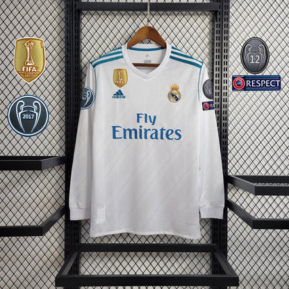 Retro Real Madrid 2017 Long Sleeve Home Jersey
