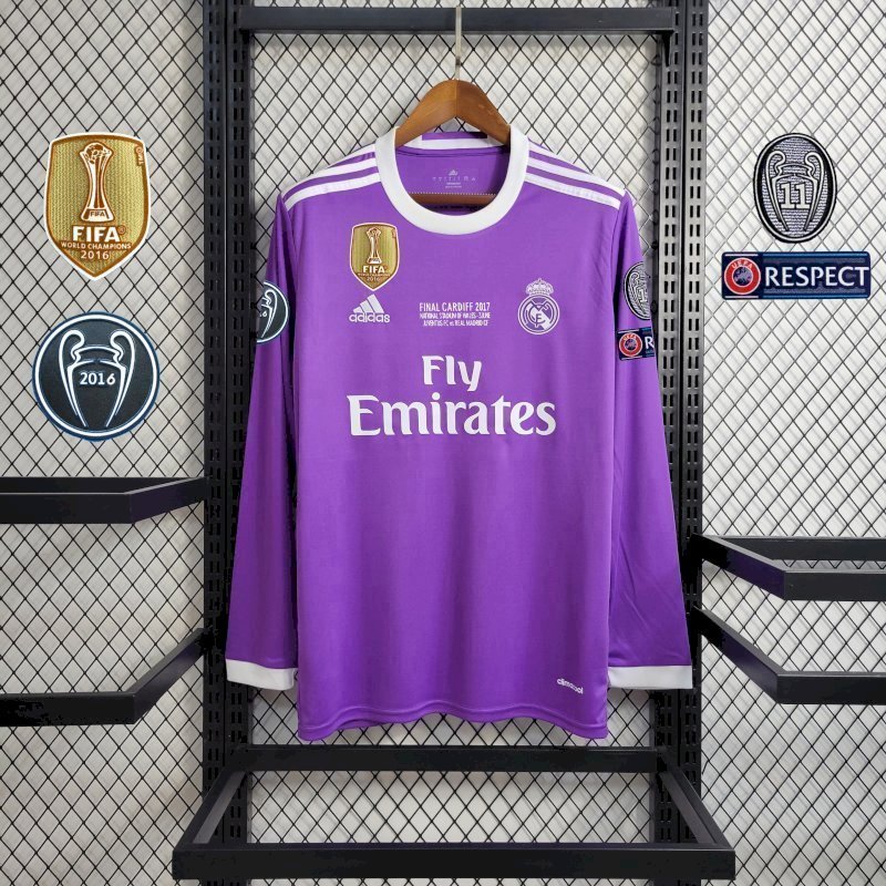 Retro Real Madrid 2016 Long Sleeve Away Champions League Jersey